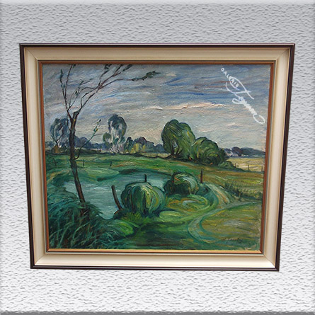 Hans Jacoby: Landschaft mit See Ölgemälde, gerahmt, 65 cm x 75 cm, 1150,- €