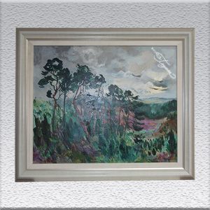 Georg Hillmann: Landschaft mit Kiefern Ölgemälde, gerahmt, 77 cm x 92 cm, 1450,- €