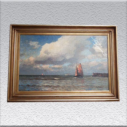 H. Jungblut: Blick auf See Ölgemälde, altgerahmt, 74 cm x 106 cm, 1950,- €