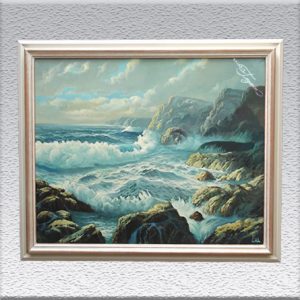 Monogrammist – Nordspanischer Maler: Nordspanische Küste Ölgemälde, gerahmt, 86 cm x 105 cm, 1790,- €