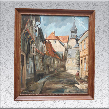 Razilack ?: Goslar-Schlüchtegasse Ölgemälde, altgerahmt, 73 cm x 63 cm, Angebot 399,- €