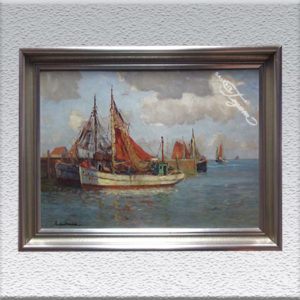 Paul Ernst Wilke: Kutter im Hafen (um 1927) Ölgemälde, gerahmt, 60 x 80 cm 2450,- €
