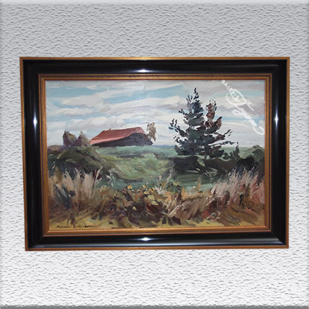 Klaus Bemmer: Landschaft mit Haus Ölgemälde, gerahmt, 50 x 70 cm 690,- €