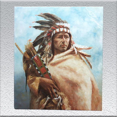 unsigniert, Indianer Ölgemälde, ungerahmt, 60 x 50 cm 180,- €