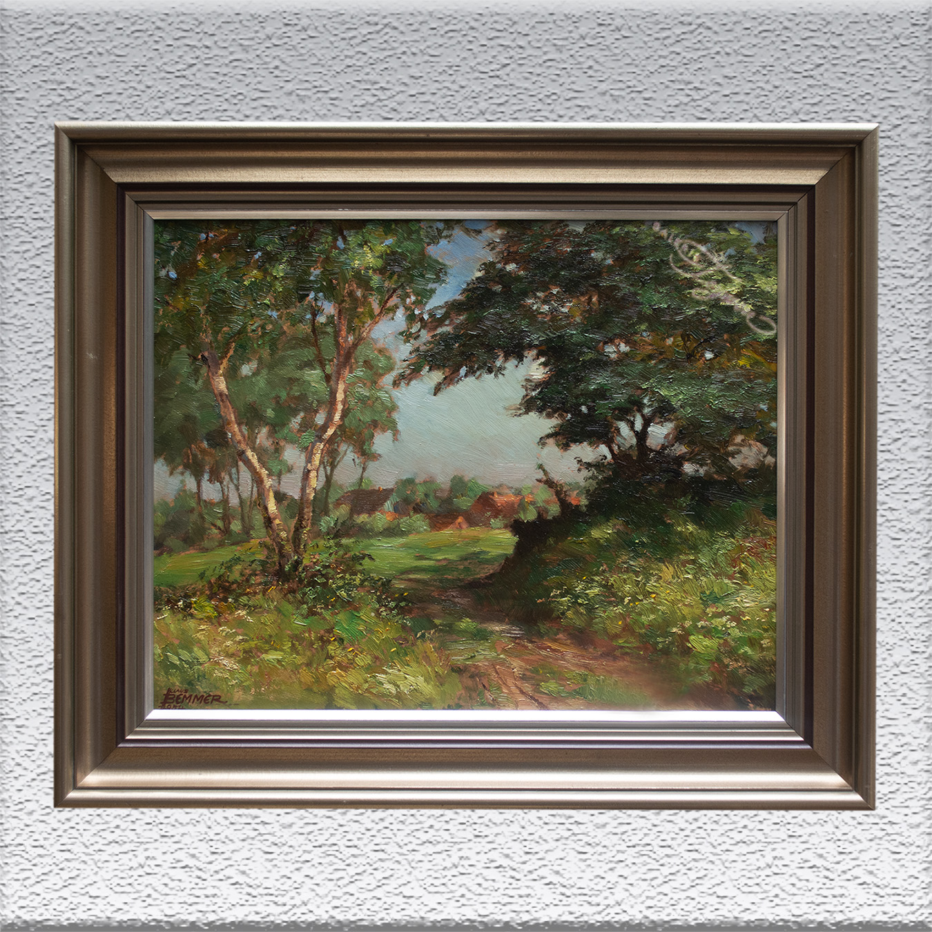 Klaus Bemmer: Birken am Knick, 1954, Ölgemälde, gerahmt