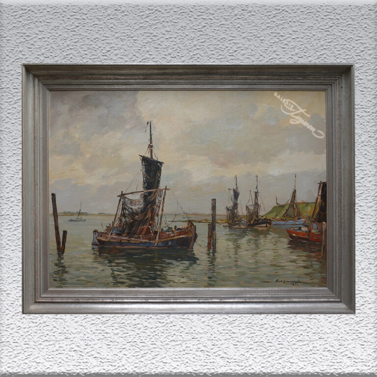Paul-Ernst Wilke: Kutter im Sielhafen, 1951 Ölgemälde, ungerahmt