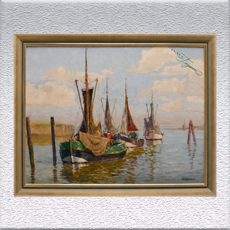 Paul-Ernst Wilke: "Neuharlingersiel" (1953), Ölgemälde, gerahmt