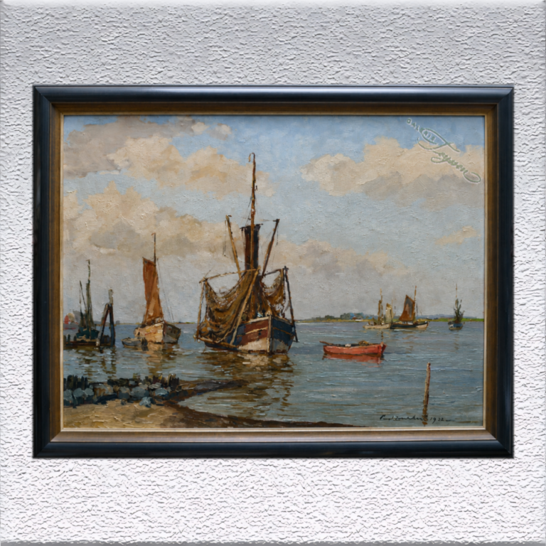 Paul-Ernst Wilke: "Weser bei Brake" (1952), Ölgemälde, gerahmt
